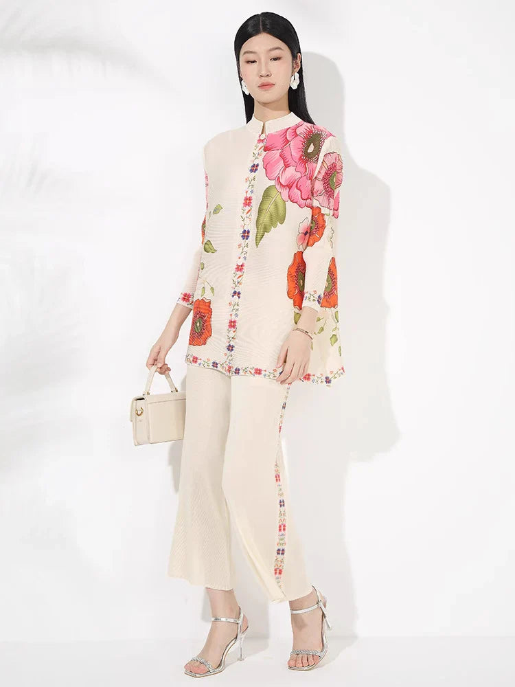 Luxury Pleated Pant Suit Set