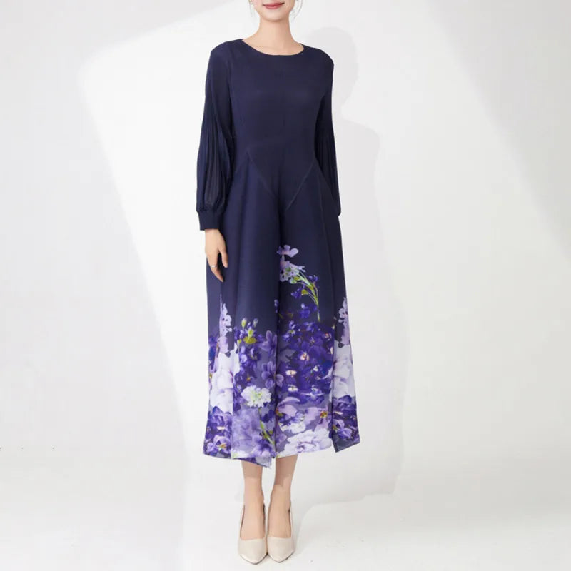 Elegant Pleated Dress - Premium Floral Design