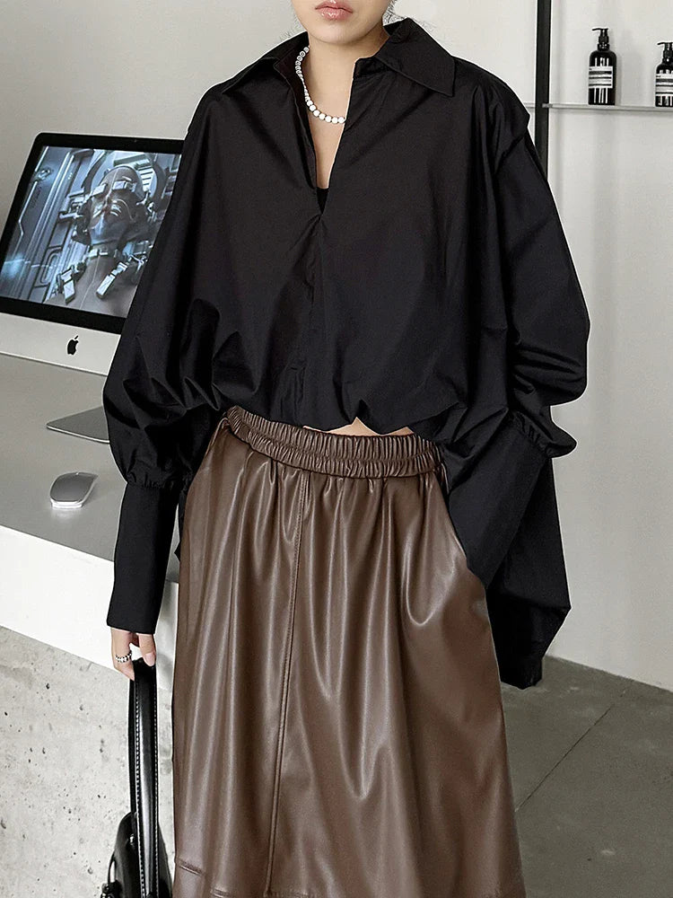 Voluminous Sculptural Draped White Blouse
