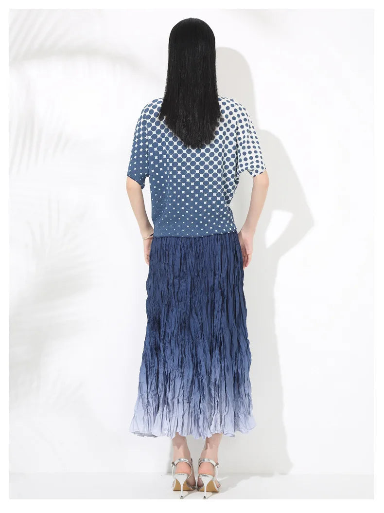 Polka Dot Top & Pleated Skirt Set