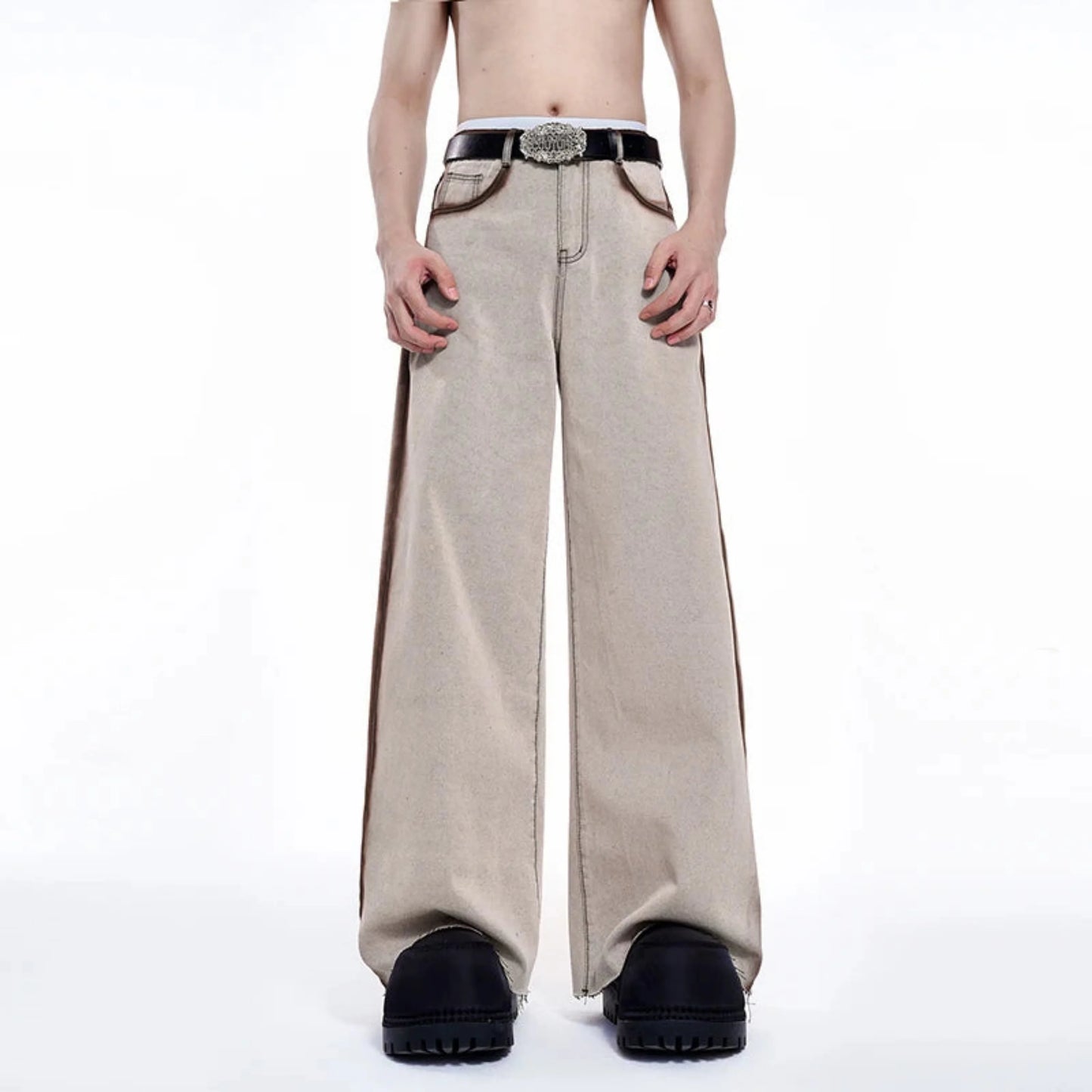 Men's Denim Wide Leg Casual Set