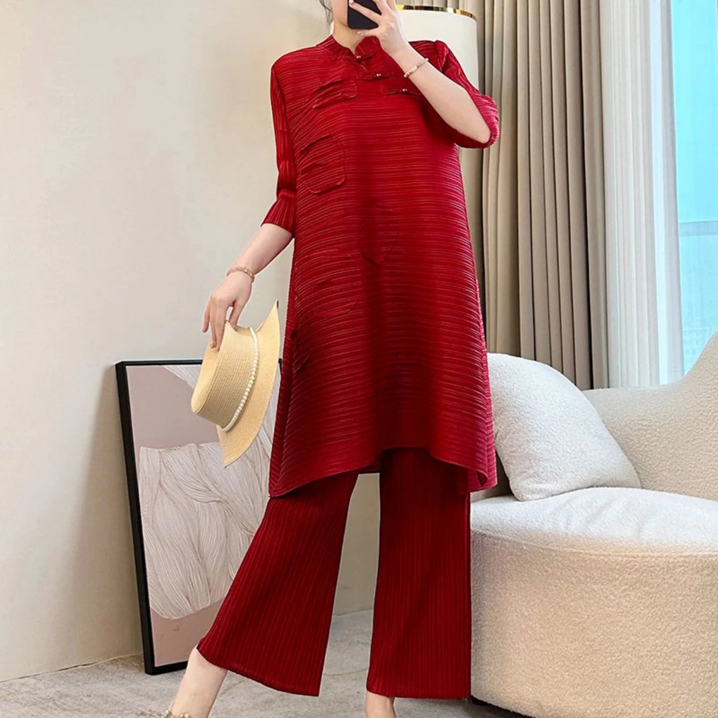 Luxury Japanese Pleated Matching Set