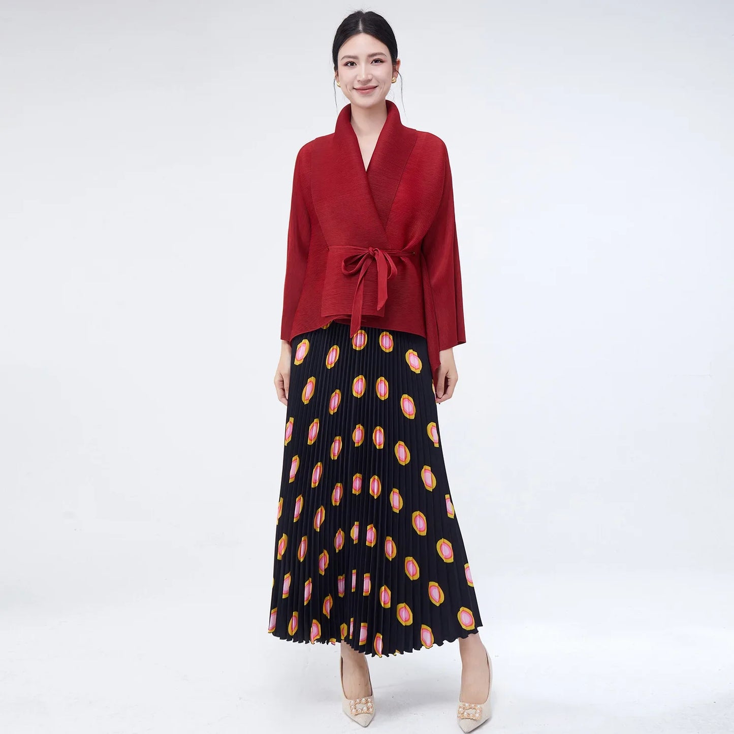 Modest 2-Piece Luxe Pleated Skirt Set