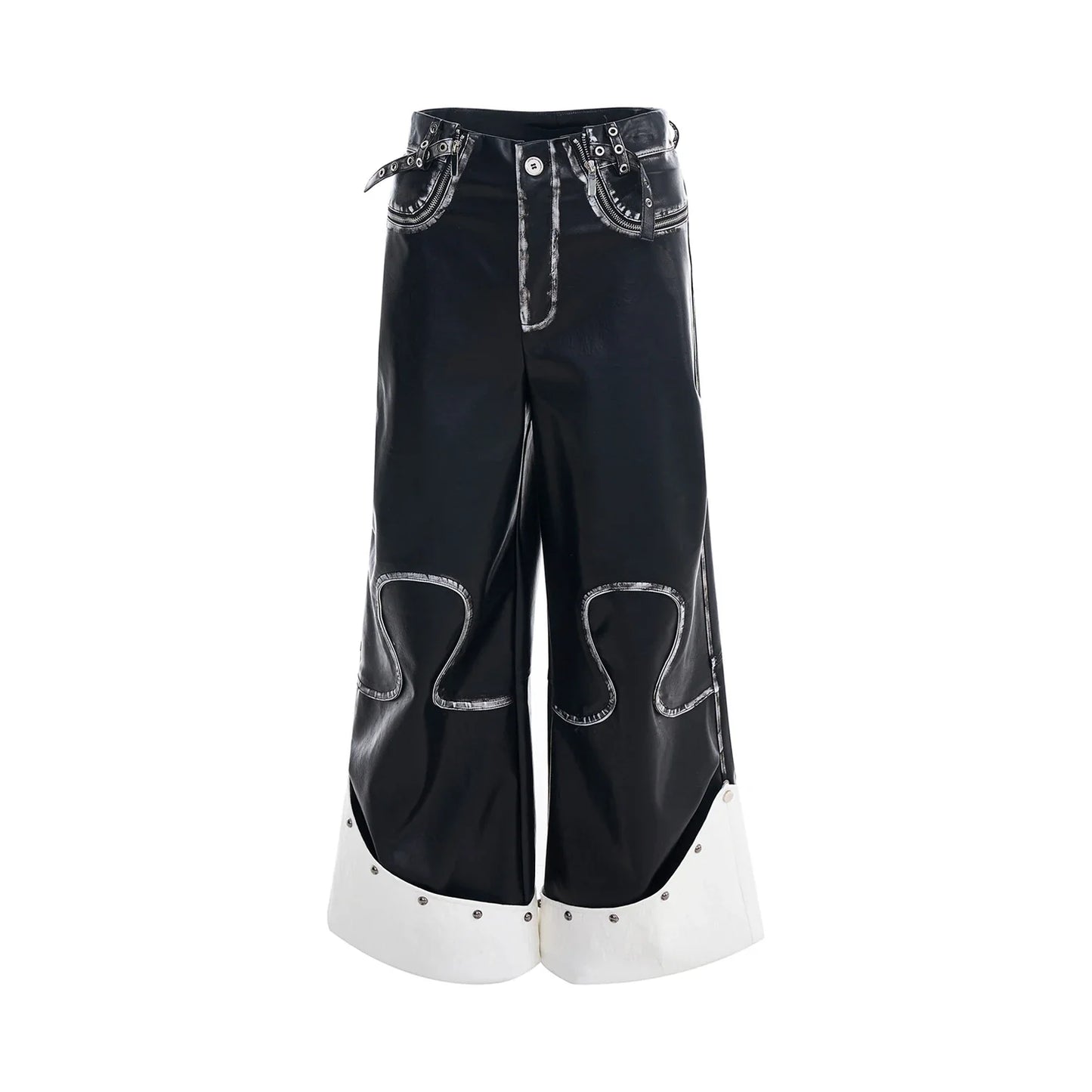 Men's 2 Piece Faux Leather Zip Jacket & Pants Set