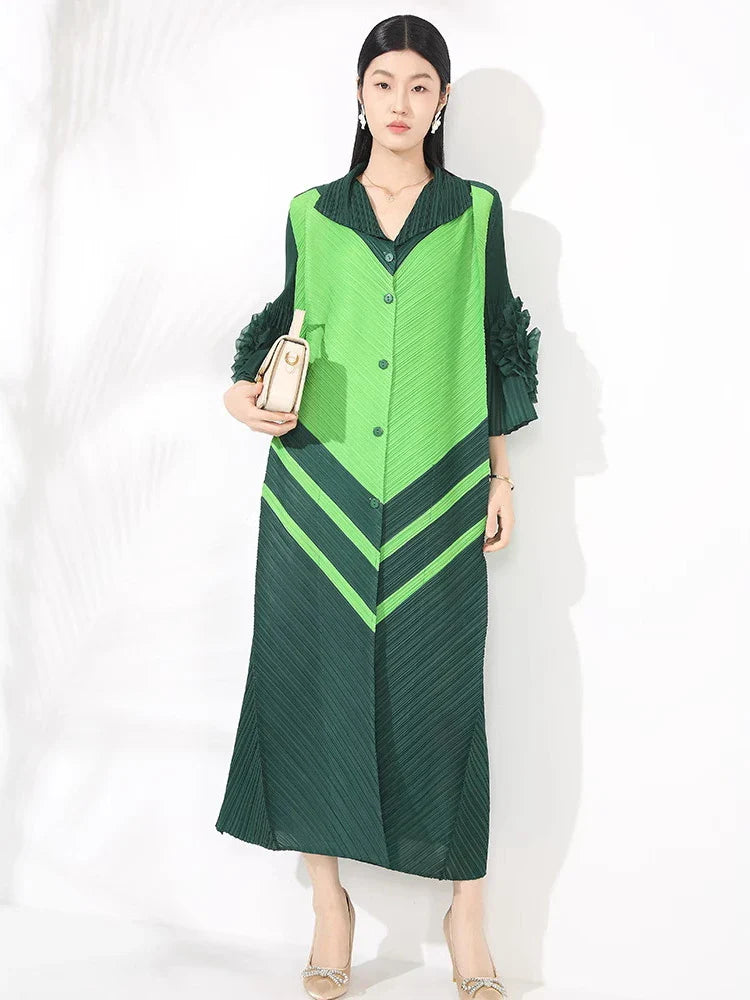 Plissé Pleated Blouse Dress