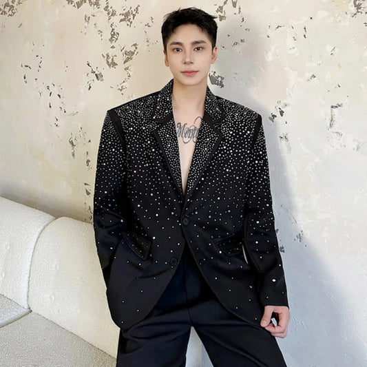 Luxury Men's Black Embellished Blazer