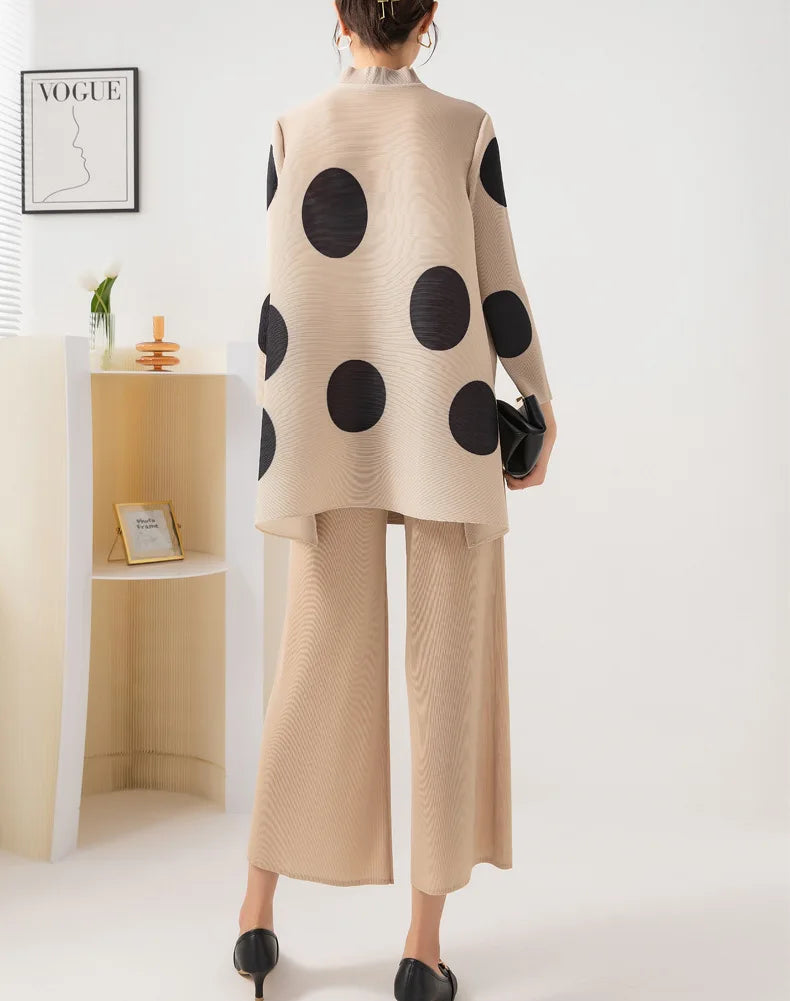 Japanese Pleated Polka Dot Pant Set
