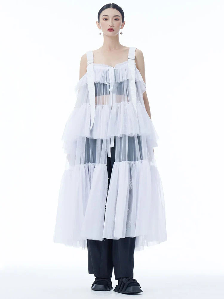 Ruffle Tiered Tulle Suspender Dress