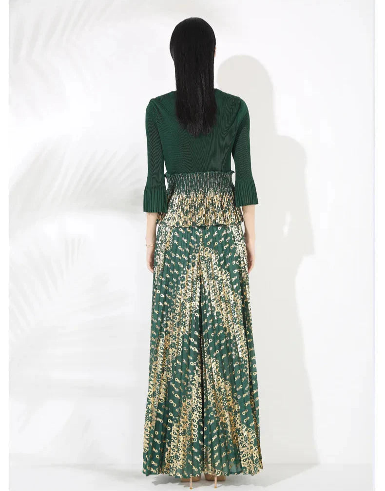 Women's Formal Pleated Wide Leg Pantsuits