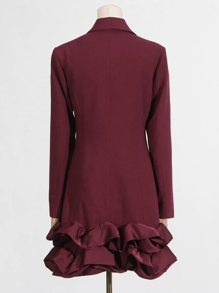 Elegant Ruffle Hem Blazer Dress