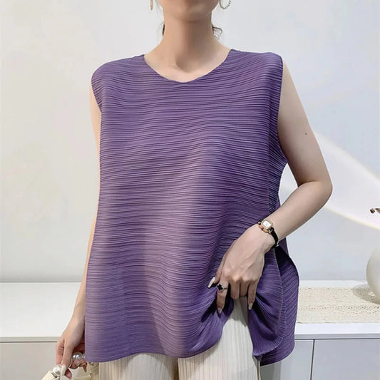 Couture Pleated Sleeveless Top