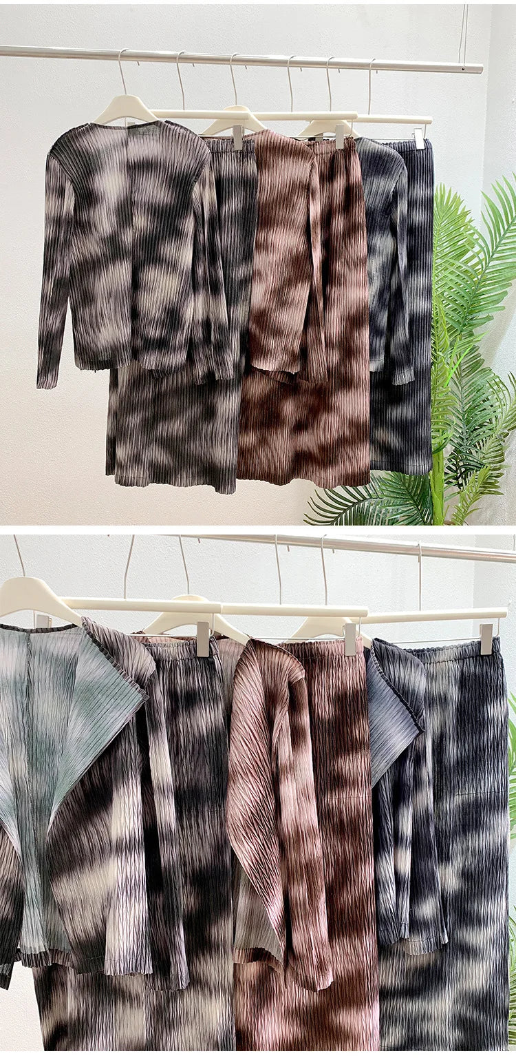 Luxe Pleated Tie-Dye Skirt Set