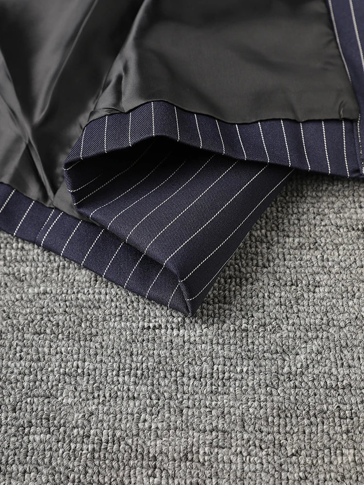 Women's Pinstripe Suit Set - Comfortable Elastic Waistband