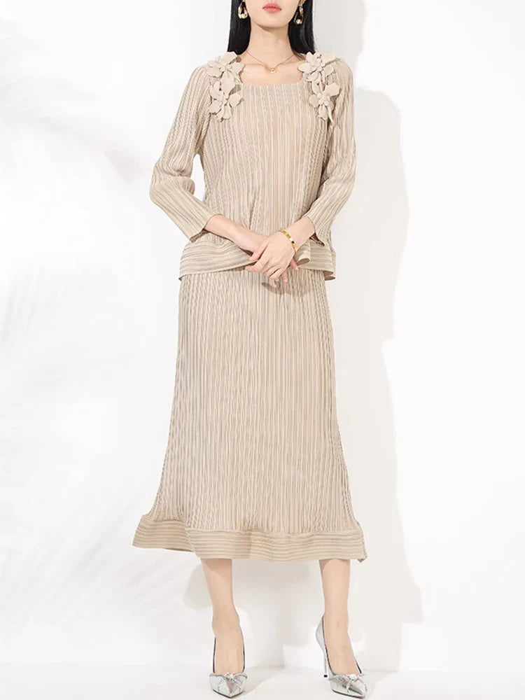 Luxury Pleated Top & Skirt - Designer, Formal Event Outfit