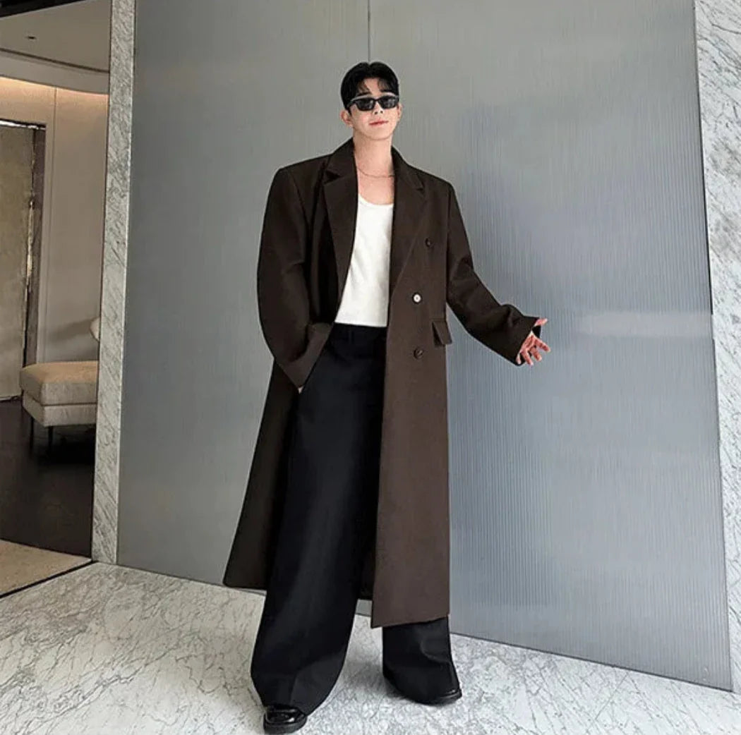 Men's Warm Designer Wool Blend Trench Coat