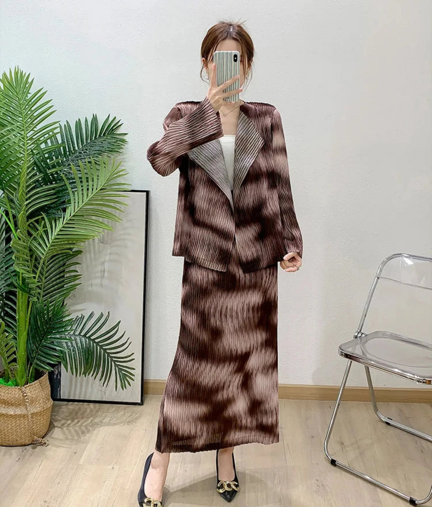 Luxe Pleated Tie-Dye Skirt Set
