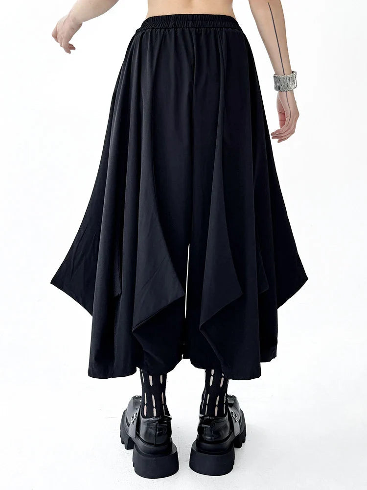 Black Dramatic Drape Pull-On Pants