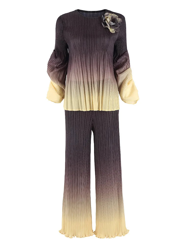 Luxe Japanese Pleated Two-Piece Set