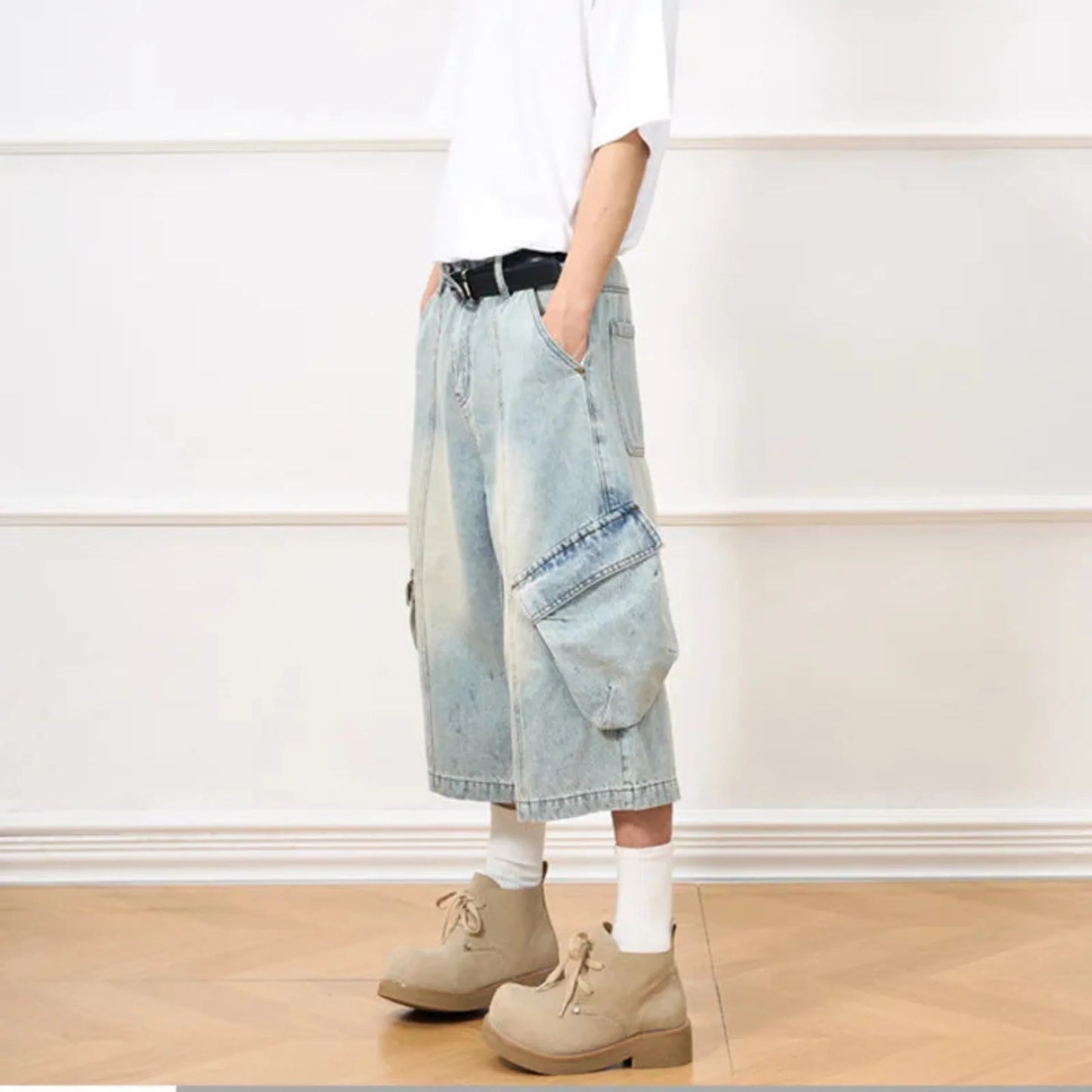 Men's Denim Bermuda Cargo Shorts