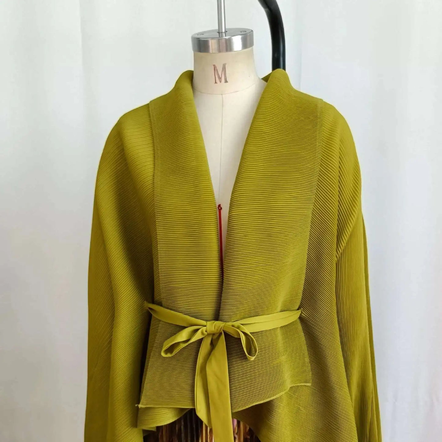Pleated Tie-Front Duster & Skirt Set