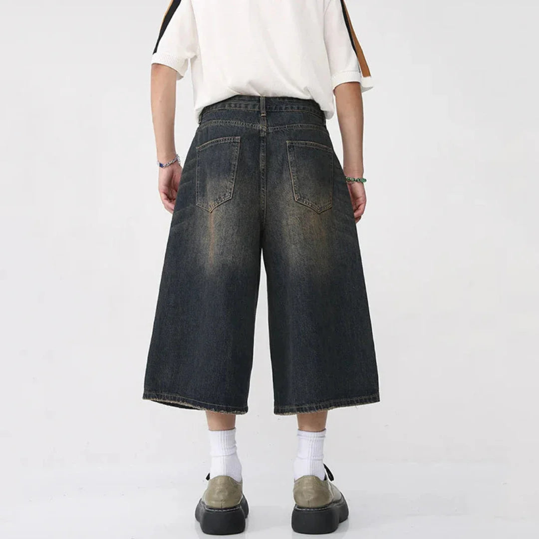 Men's Trendy Wide Leg Denim Long Shorts