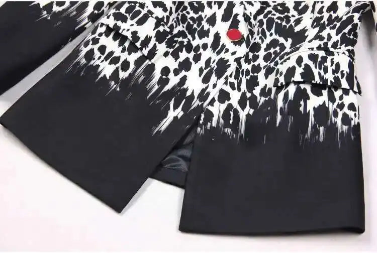 Women's Leopard Boyfriend Tailored Blazer