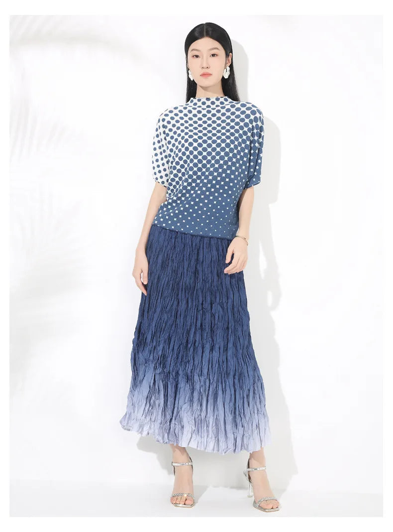 Polka Dot Top & Pleated Skirt Set