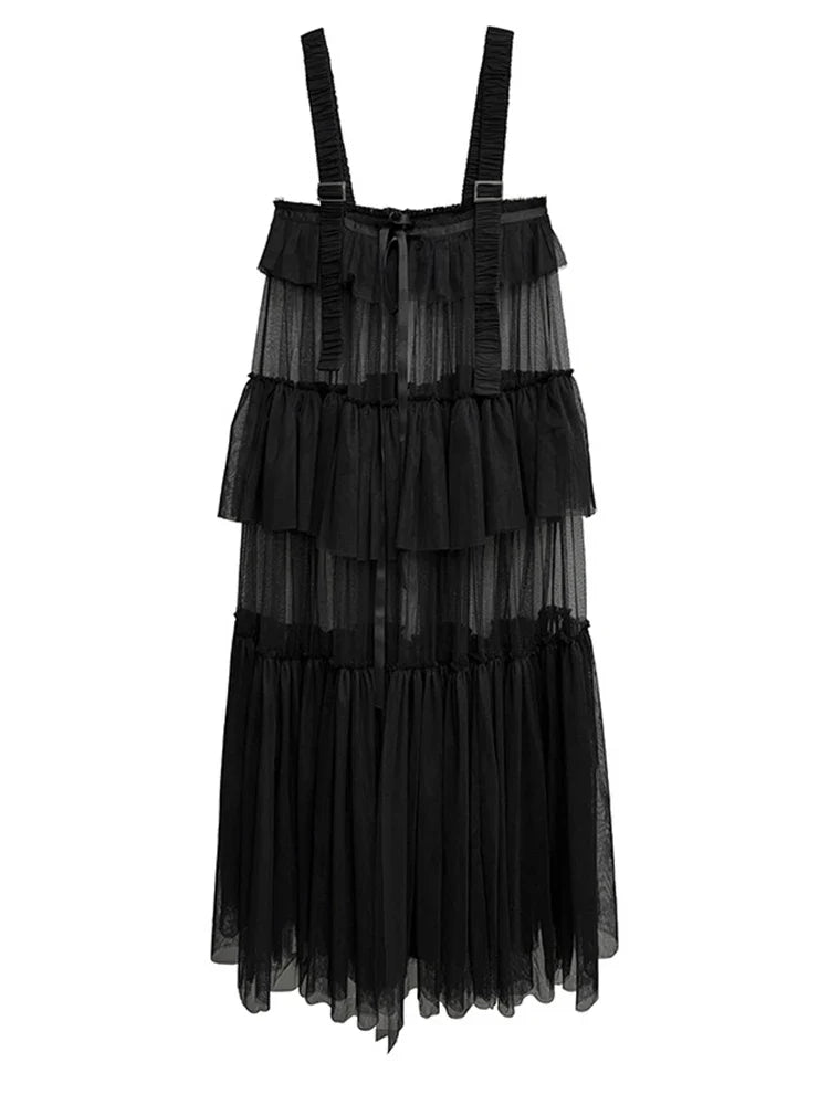 Ruffle Tiered Tulle Suspender Dress