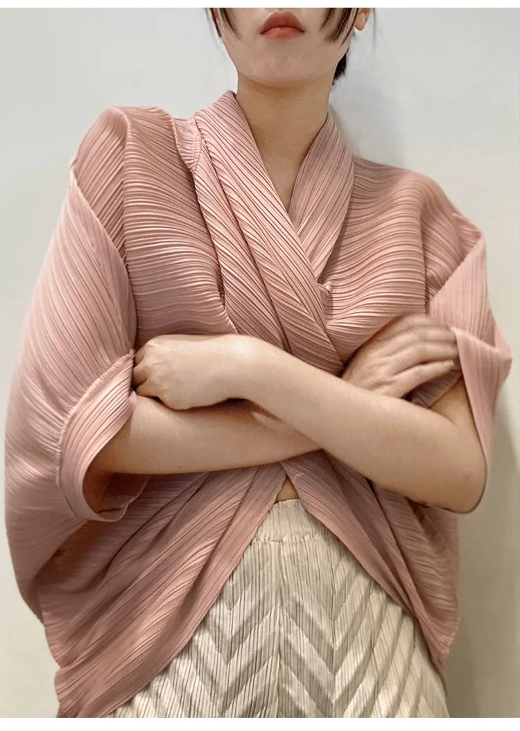 Japanese Inspired Pleated Top - Overlap Drape