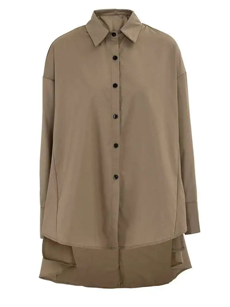 Asymmetric Hem Button-Down Shirt