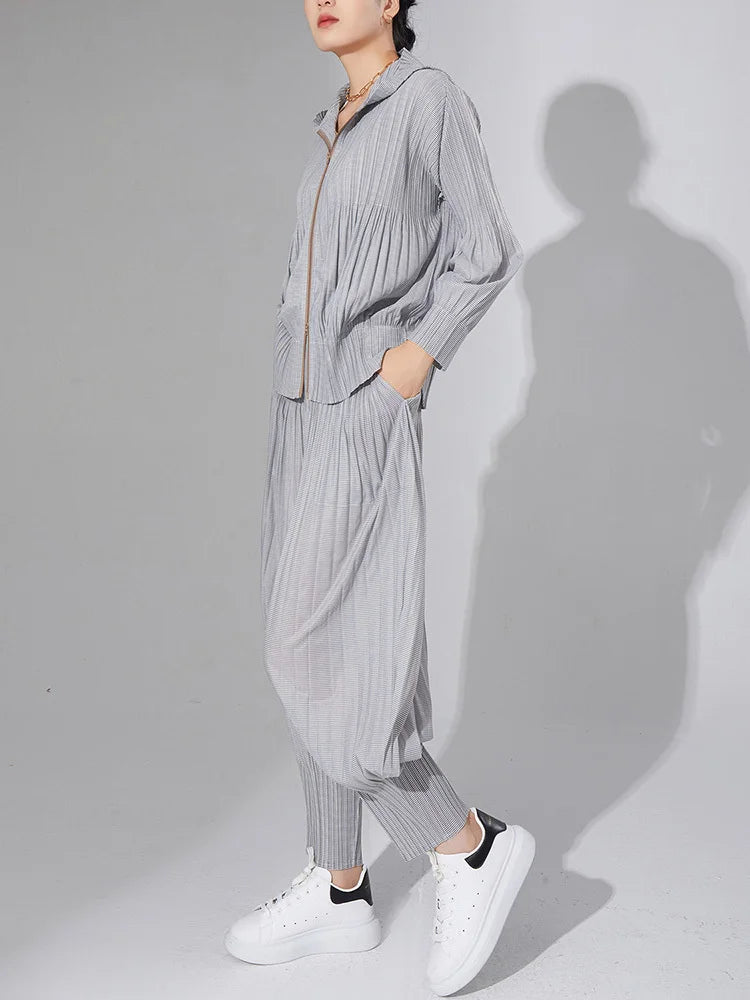 Modern Pleated Harem 2-Piece Set