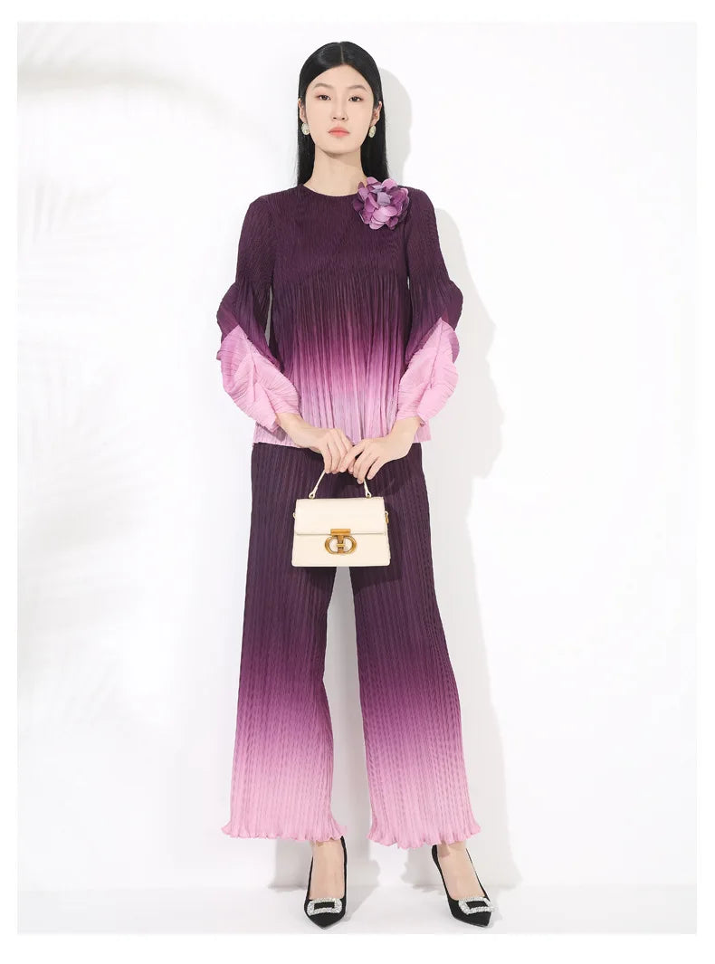 Luxe Japanese Pleated Two-Piece Set