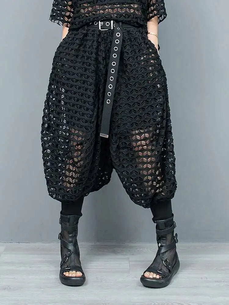 Elegant Mesh Harem Pants & Top Set