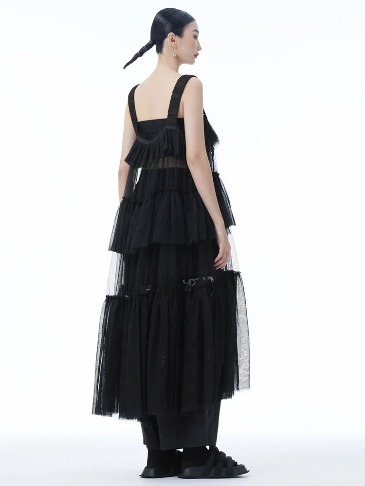 Ruffle Tiered Tulle Suspender Dress