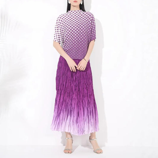 Polka Dot Top & Pleated Skirt Set