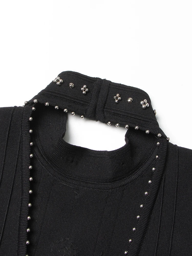 Sleeveless Fit & Flare Embellished Midi Dress