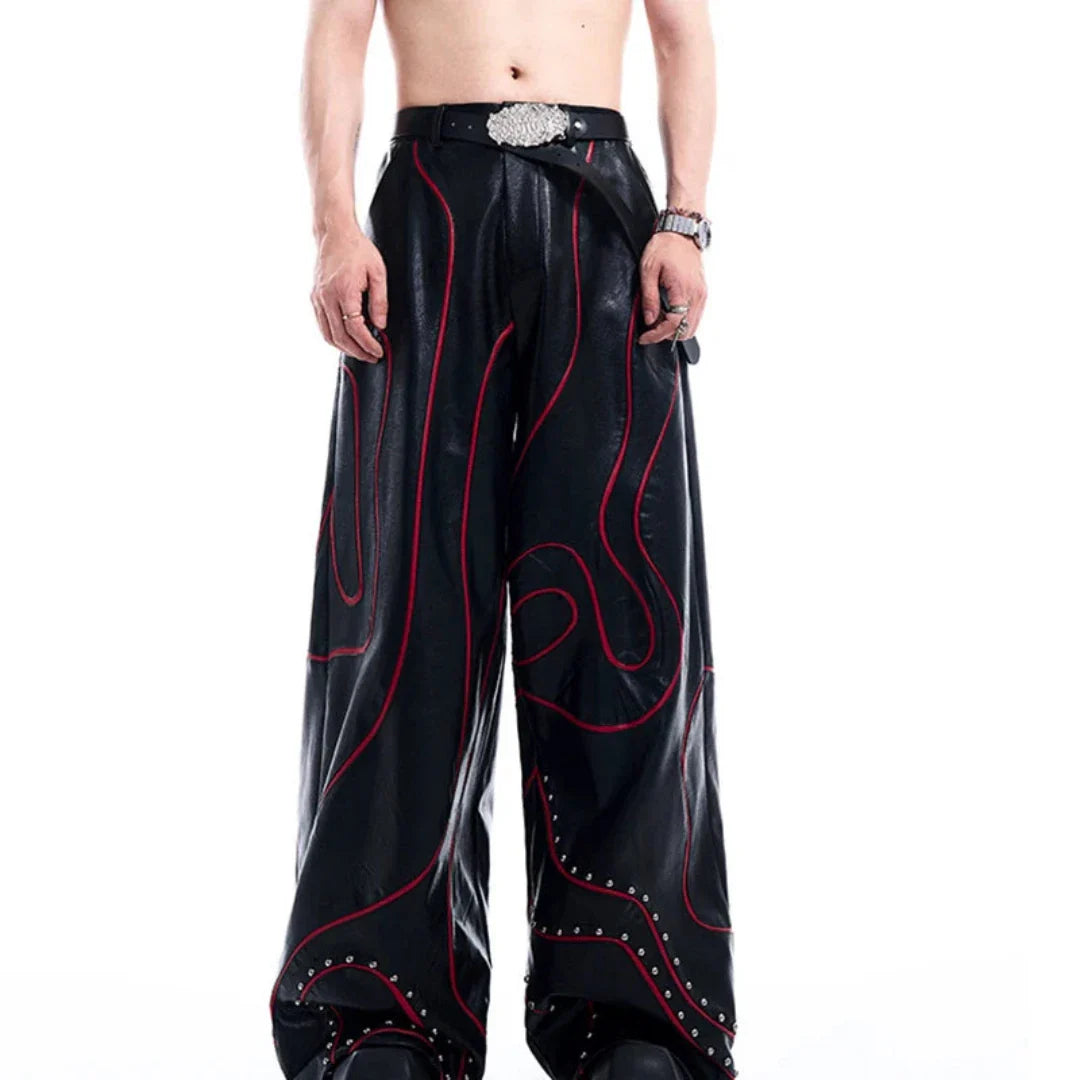 Men's Ultra Baggy Faux Leather Pants | Luxury Streetwear