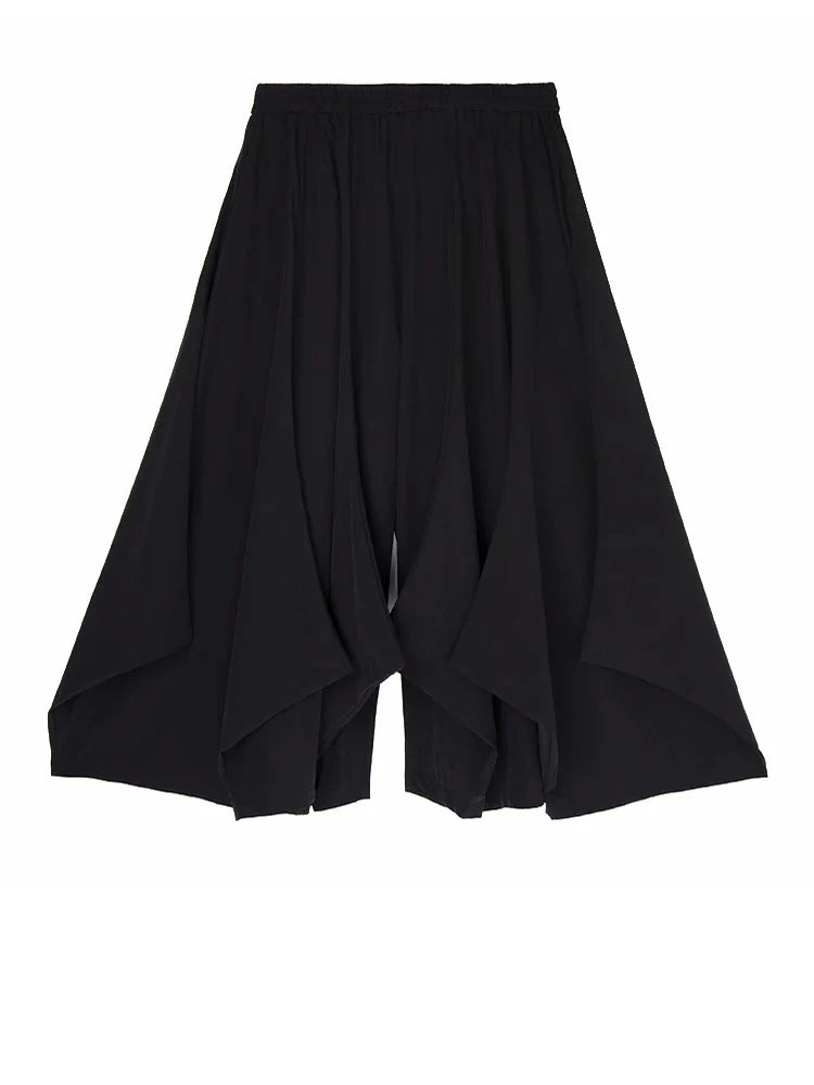 Black Dramatic Drape Pull-On Pants