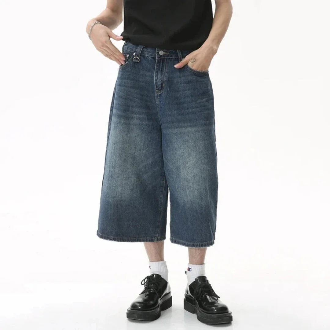 Men's Trendy Wide Leg Denim Long Shorts