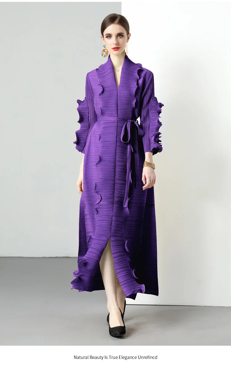 Women's Loose Fit Pleated Long Coat â€?Elegant Outerwear