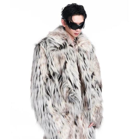 High-End Streetwear Faux Fur Jacket for Men