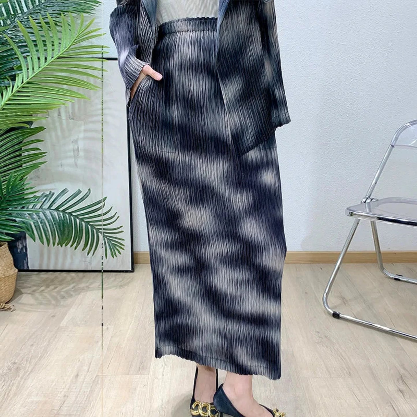 Luxe Pleated Tie-Dye Skirt Set
