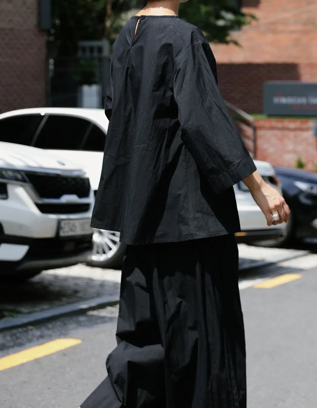Japanese Cotton Top with Asymmetrical Ruching