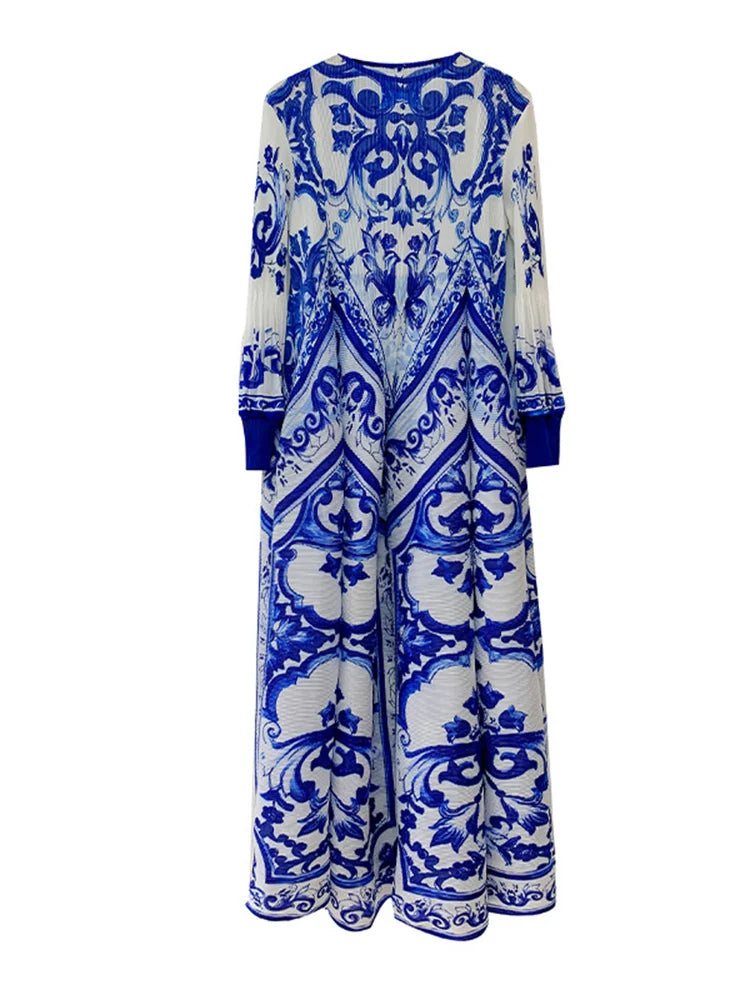 Couture Pleated Puff Sleeve Midi Dress