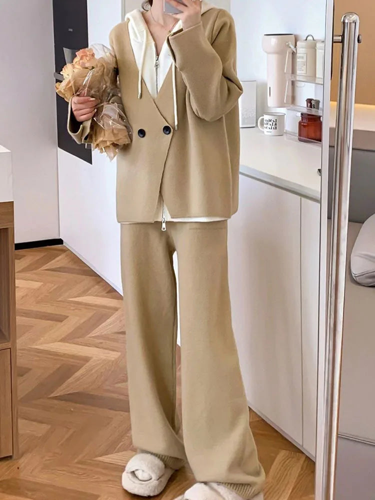 Women's Cozy Luxe Knitted Two Piece Loungewear Set