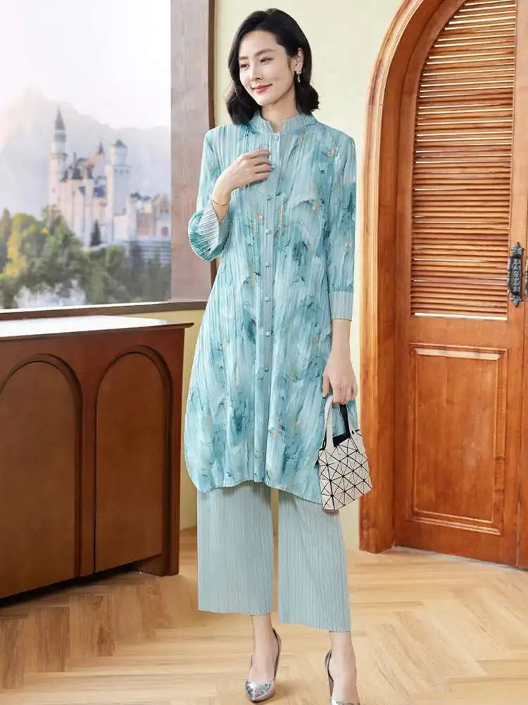 Luxury Draped Fit Pleated Set
