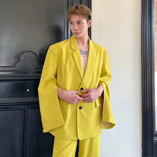 Canary Yellow Relaxed Fit Suit for Men