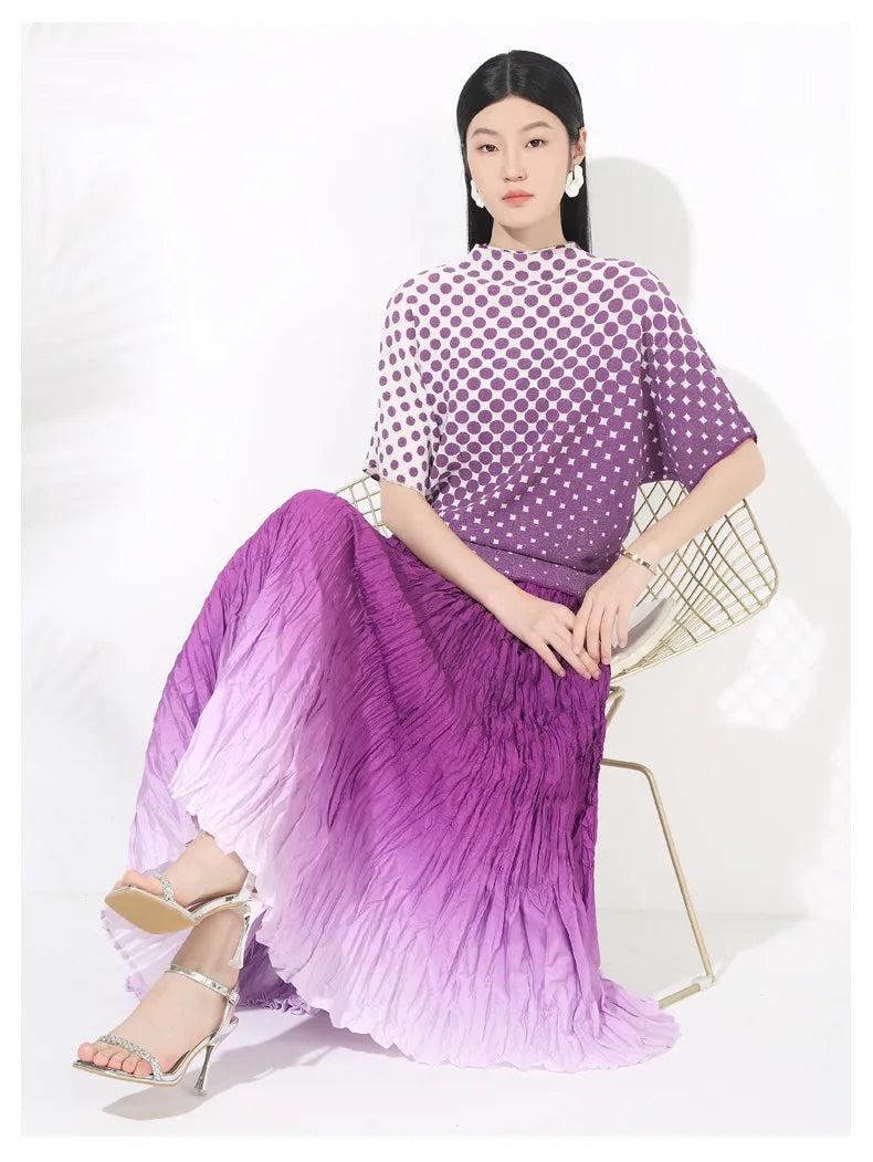 Polka Dot Top & Pleated Skirt Set