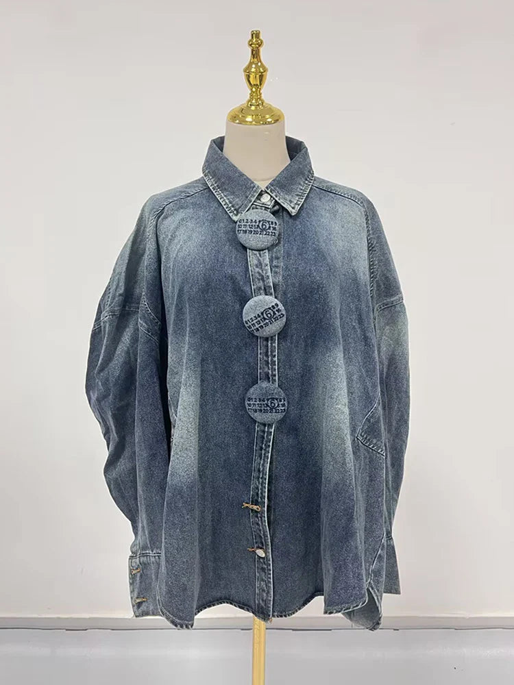 Women's Luxury Oversized Denim Blouse