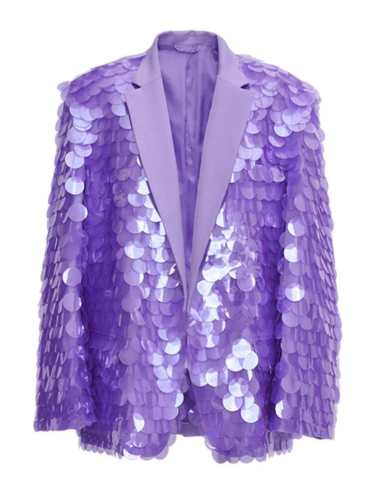 Women's Lilac Disc Embellished Blazer